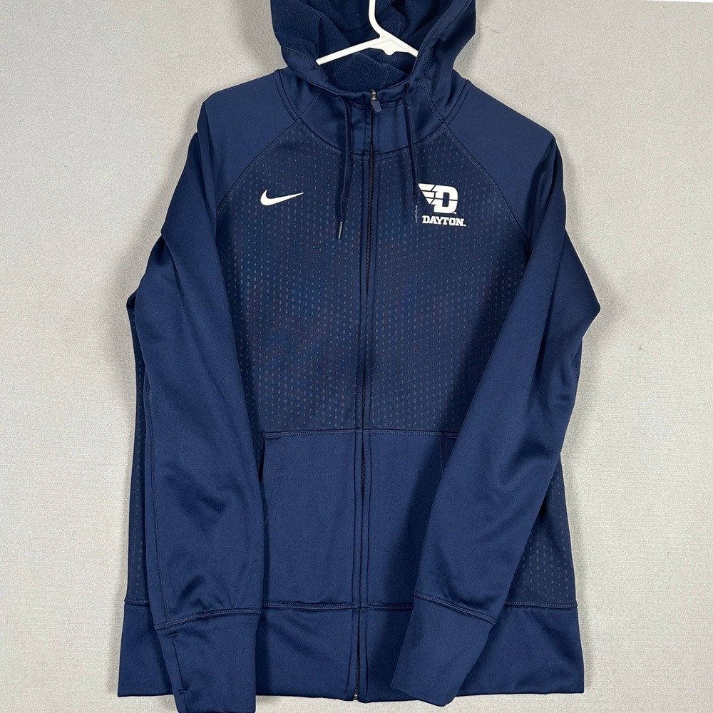 Dayton Flyers Nike Hoodie Womens Large Therma-FIT Navy NCAA Basketball Full Zip